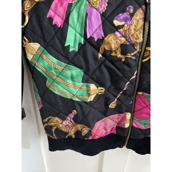 RALPH LAUREN Equestrian Black Full Zip Silk Cotton Cardigan Sweater Sz L - Picture 8 of 10